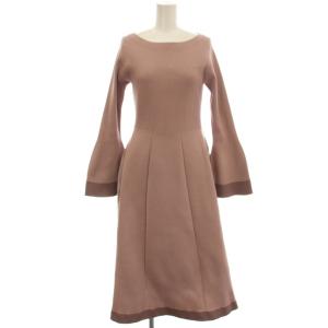 24AW ベルスリーブホールガーメント ワンピース リブニット 長袖 ロング 36 ピンク CWNO244108