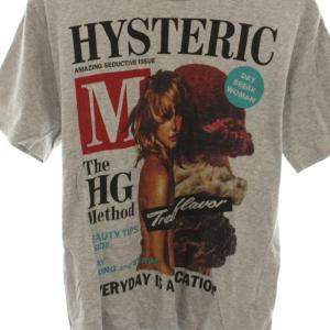 HYSTERIC GLAMOUR 17SS ピンナップガールプリントTシャツ カットソー クルーネック 半袖 ヒスガールプリント S グレー