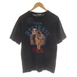 Tシャツ カットソー 半袖 S 黒 ブラック プリント /RR