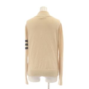 DOUBLE STANDARD CLOTHING ジップアップ ニットジャケット 38 ベージュ 長袖 スタンドカラー ハイネック ビーズワッペン /AU
