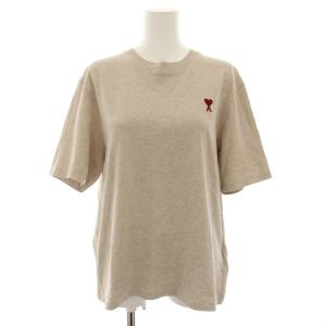 Tシャツ カットソー クルーネック 半袖 ロゴ刺繍 XS ベージュ 赤 レッド UTS005.726 /YT