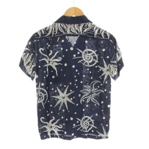 SUN SURF SUNSURF アロハシャツ オープンカラー 紺 ネイビー 総柄 半袖 13-01-0274-086 /YM