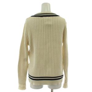 FRED PERRY ニット セーター 8 オフホワイト 長袖 Vネック ワンポイント /GG