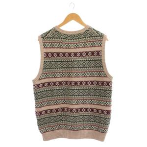 MUNSINGWEAR ベスト ウール LL ベージュ 緑 総柄 /JP