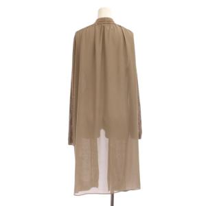 BEIGE カーディガン 4 ロング 切替 メッシュ 茶 シアー素材 /JP