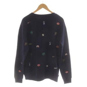 POLO RALPH LAUREN スウェット トレーナー L 紺 ネイビー 長袖 総柄 刺繍 710766258001 0619 /RR