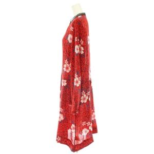 ZADIG & VOLTAIRE 花柄ワンピース ひざ丈 レース切替 シルク M 赤 マルチカラー WGCS0402F /CX