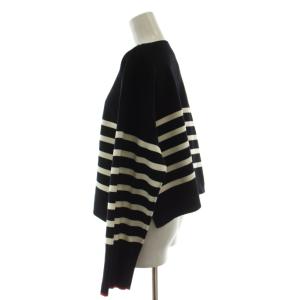 MACPHEE 23AW パネルボーダー ボートネックプルオーバー ニット S 紺 白 長袖 12023402108 /GG