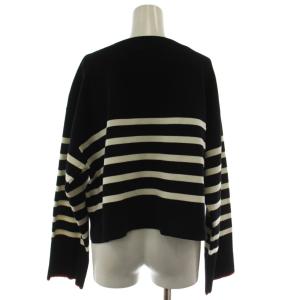 MACPHEE 23AW パネルボーダー ボートネックプルオーバー ニット S 紺 白 長袖 12023402108 /GG
