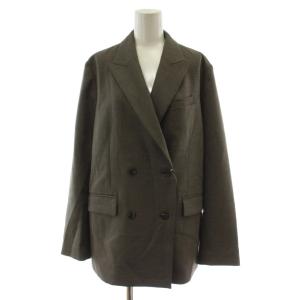 23AW ダブルクロスピークドラペルジャケット 上着 38 茶 長袖 ダブルブレスト 23010200807030