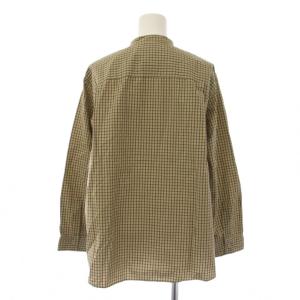 DANTON シャツ ブラウス 長袖 バンドカラー チェック柄 34 ベージュ DT-B0001 /BM