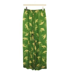 DRIES VAN NOTEN イージーパンツ シルク 34 グリーン カーキ リーフ柄