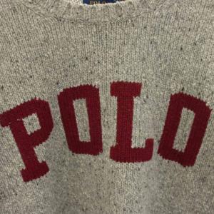 POLO RALPH LAUREN ニット セーター 長袖 ロゴ ウール混 カシミヤ混 M グレー /HN
