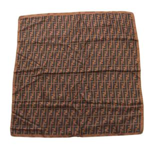 foulard スカーフ ズッカ柄 シルク 茶 ブラウン 黒 ブラック /KU OH