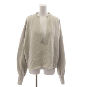25SS シアーリネンカットプルオーバー スウェット トレーナー F ベージュ Vネック 長袖 無地 WGZ10512306A