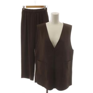 25AW ベスト×イージーパンツセットアップ ノースリーブブラウス スラックス ウエストゴム 36 茶