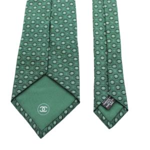 CHANEL ココマーク レギュラータイ ネクタイ ドット柄 総柄 シルク 絹 緑 グリーン /AN13 OH