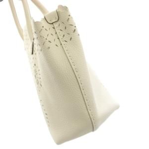 Ermanno Scervino トートバッグ レザー ハンドバッグ 白 ホワイト パンチング加工 スカラップエッジ /YM