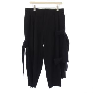 25SS ウールギャバジン ワイドパンツ XS ブラック PO-P054