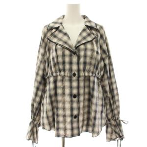 26SS タグ付き UNEVEN CHECK RIBBON SHIRT シャツ ブラウス 長袖 チェック