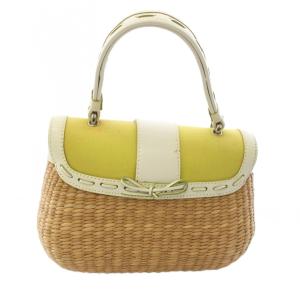 COACH かごバッグ ハンドバッグ ベージュ 黄色 イエロー /TK