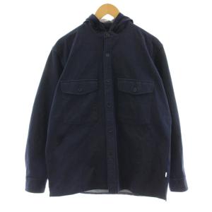 デニムフーデッドシャツジャケット 長袖 ストレッチ 40 紺 ネイビー H1F77-711-28 /KU