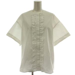 22SS スカラップ刺繍サマーシャツ ブラウス 36 白 半袖 フリル YR2221-064SM-3 /GG