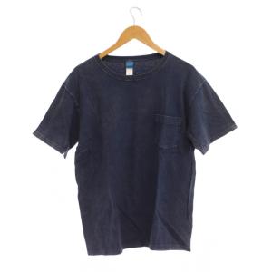 Tシャツ L 青 半袖 胸ポケット付き ラウンドネック /JP