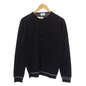 × ジョンスメドレー JOHN SMEDLEY ニット セーター 長袖 薄手 ウール L 黒 MHM1072