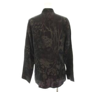 ETRO シャツ ブラウス 長袖 総柄 比翼ボタン 絹 シルク混 42 黒 ブラック 紫 パープル /HN