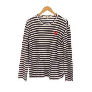 Tシャツ L 紺 白 ボーダー柄 ラウンドネック 長袖 AZ-T010 /JP