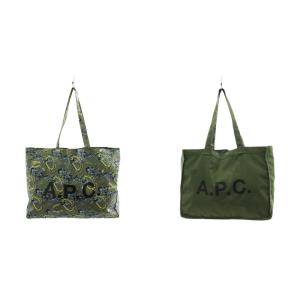 トートバッグ ショルダーバッグ リバーシブル 総柄 ロゴ ナイロン カーキ /AN8 D