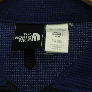 THE NORTH FACE Tシャツ M 青 長袖 ハーフジップ ロゴ刺繍 ワッフル生地 30516 /JP