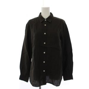 シャツ ブラウス 長袖 リネン 3 茶 578-9153012 /BM
