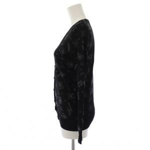 HYSTERIC GLAMOUR カーディガン 長袖 Vネック 総柄 F 黒 0123ND06 /BM