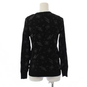 HYSTERIC GLAMOUR カーディガン 長袖 Vネック 総柄 F 黒 0123ND06 /BM