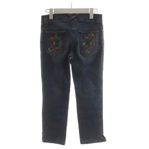 DOLCE&GABBANA デニムパンツ ジーンズ ジーパン Gパン 花刺繍 ジッパーフライ 36 水色 ライトブルー /AN47
