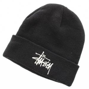 カフビーニーストック CUFF BEANIE STOCK ニット帽 ロゴ刺繍 黒 ブラック /HN
