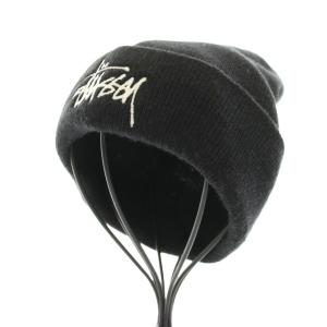 STUSSY カフビーニーストック CUFF BEANIE STOCK ニット帽 ロゴ刺繍 黒 ブラック /HN