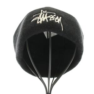 STUSSY カフビーニーストック CUFF BEANIE STOCK ニット帽 ロゴ刺繍 黒 ブラック /HN