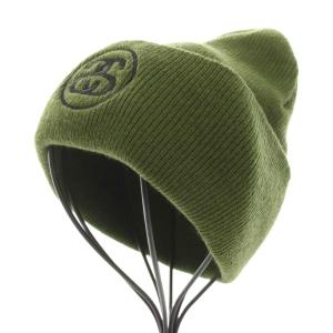 STUSSY SS Link Cuff ビーニー ニット帽 ロゴ刺繍 カーキ /HN