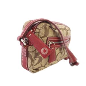 COACH ショルダーバッグ ポシエット シグネチャー キャンバス ベージュ 赤 レッド 6073 /TK