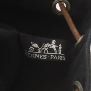 HERMES ポロションミミル ショルダーバッグ 巾着 キャンバス 黒 ブラック /AN6 OH