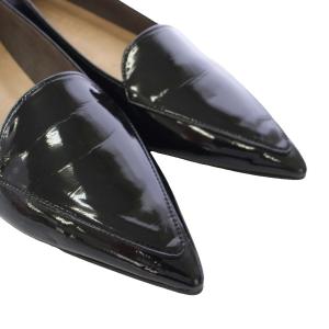 Odette e Odile パンプス フラットシューズ エナメル ポインテッドトゥ 24.5cm 黒 ブラック /TK