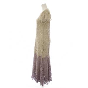 Lily Brown LilyBrown 22SS バイカラーフラワーレースワンピース ロング 半袖 1 アイボリー 紫 LWFO222009 /BM
