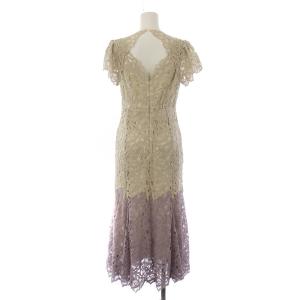 Lily Brown LilyBrown 22SS バイカラーフラワーレースワンピース ロング 半袖 1 アイボリー 紫 LWFO222009 /BM