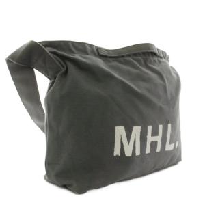 MHL. ハンドバッグ ショルダーバッグ トートバッグ キャンバス ロゴプリント グレー 白 ホワイト /YT