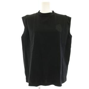 イニシャルレースノースリーブTシャツ A カットソー F 黒 ブラック 6S116 /HN
