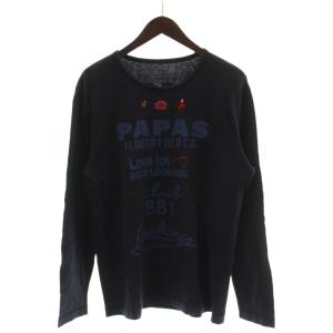 Tシャツ L 黒 ブラック 長袖 ロゴプリント ラウンドネック /GG