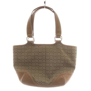 COACH ミニシグネチャー トートバッグ ショルダーバッグ キャンバス レザー 茶 ブラウン F04Q-7081
